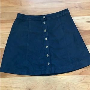 A-line faux suede button up skirt